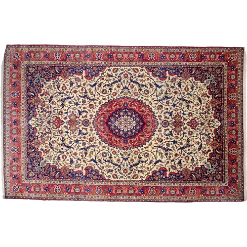 368 - A LARGE ANTIQUE ISFAHAN CARPET, 378 X 262CM  A highest quality dyes and wool, the workshop has produ... 