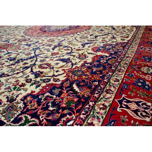 368 - A LARGE ANTIQUE ISFAHAN CARPET, 378 X 262CM  A highest quality dyes and wool, the workshop has produ... 