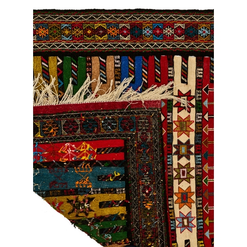 381 - A COLOURFUL HAND KNOTTED WOOL KILIM, TRIBLE CAUCASIAN  A COLOURFUL HAND KNOTTED WOOL KILIM, TRIBLE C... 