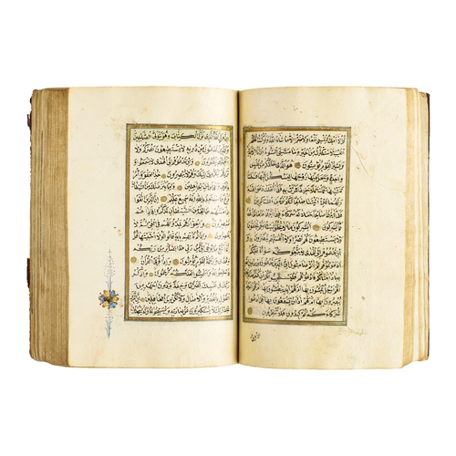 72 - A 19TH CENTURY ILLUMINATED OTTMAN QURAN A 19TH CENTURY ILLUMINATED OTTMAN QURAN