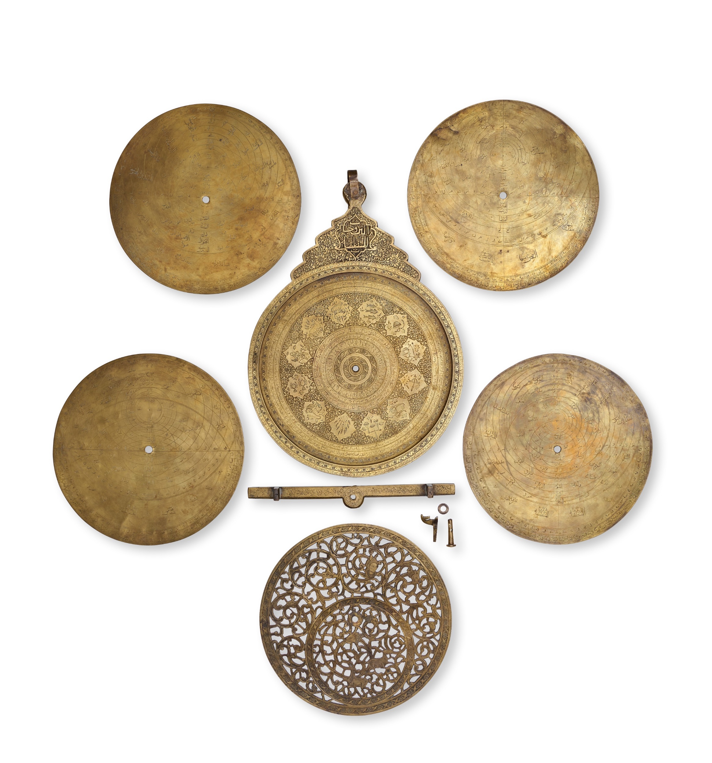 A LARGE QAJAR BRASS ASTROLABE, PERSIA, 19TH CENTURY A substantial and ...