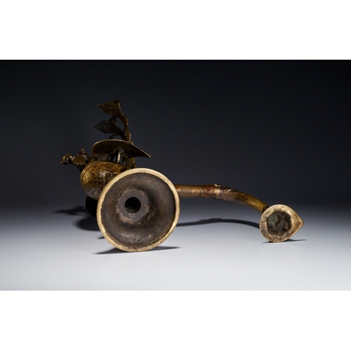 101 - A BRONZE INCENSE BURNER IN THE FORM OF A PEACOCK, INDIA DECCAN, 16TH CENTURY Constructed with a hing... 