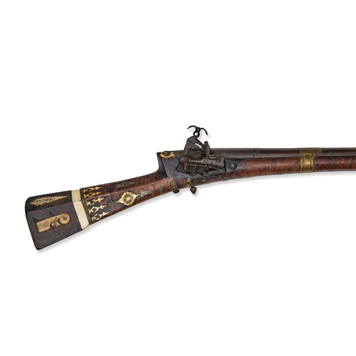 108 - AN OTTOMAN MIQUELET-LOCK TUFEK RIFLE, TURKEY, 18TH - 19TH CENTURY This Ottoman Moroccan miquelet-loc... 