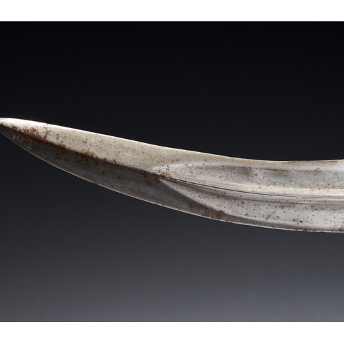 115 - AN INDIAN STEEL DAGGER KHANJAR DAGGER WITH SILVER KOFTGARI INLAY, 19TH CENTURY The double-edged blad... 