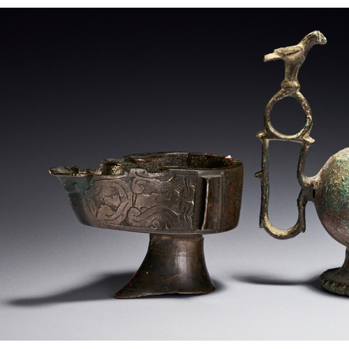 139 - A GROUP OF ISLAMIC BRONZE KHORASAN OIL LAMPS, IRAN, 12TH-13TH CENTURY The group includes various for... 