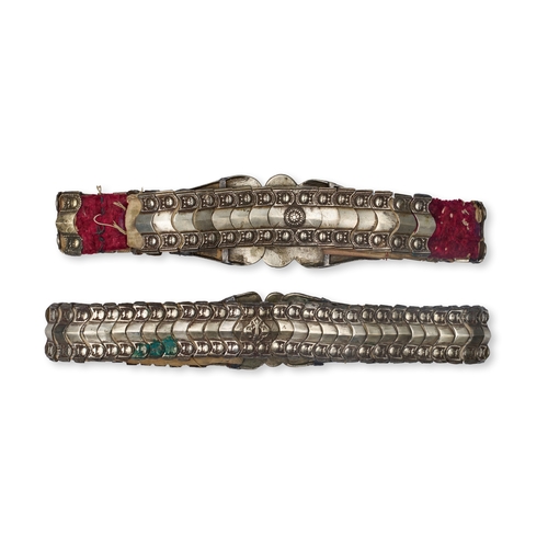 162 - TWO OTTOMAN BALKANS WHITE METAL BELTS, 18TH - 19TH CENTURY Consists of overlapping scale-like plates... 