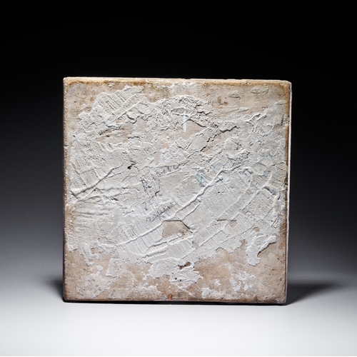 64 - AN IZNIK BLUE AND WHITE POTTERY TILE, TURKEY, 17TH CENTURY of square form, decorated in cobalt-blue,... 