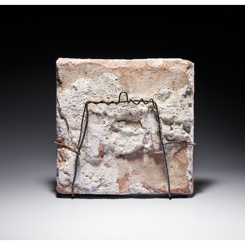 69 - A QAJAR POLYCHROME GLAZED CERAMIC TILE, PERSIA, 19TH CENTURY This square ceramic Qajar tile features... 