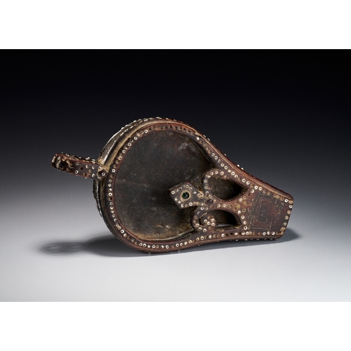 91 - AN OMANI INLAID WOOD COFFEE BEAN COOLER DATED 1275 AH This Omani coffee beans cooler is fashioned in... 