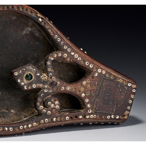 91 - AN OMANI INLAID WOOD COFFEE BEAN COOLER DATED 1275 AH This Omani coffee beans cooler is fashioned in... 