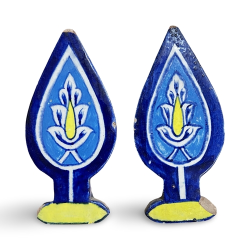 71 - A PAIR OF MULTAN GLAZED POTTERY TILES, NORTH INDIA, 19TH CENTURY This pair of Multan glazed pottery ... 