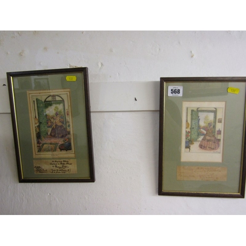 568 - POSTAGE STAMP PICTURES, 2 interesting pictures by Doran Sibley, of St Just in Penwith, 