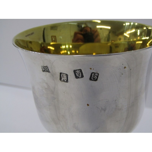 13 - SILVER GILT CHALICE, circular base with knopped stem, Dublin 1969, 14cm height, 309grams