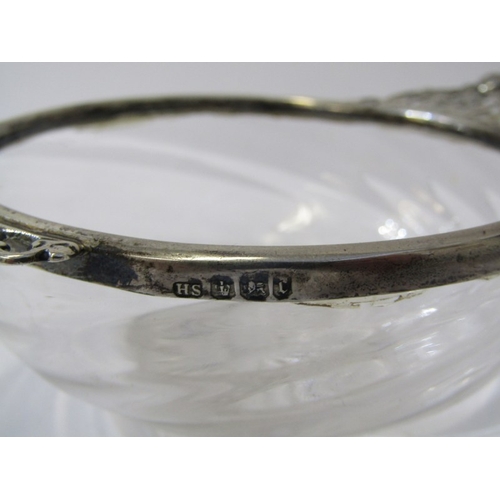 18 - VICTORIAN SILVER & GLASS BODIED QUAICH, with ornate amorini head pierced handles, Birmingham 1887