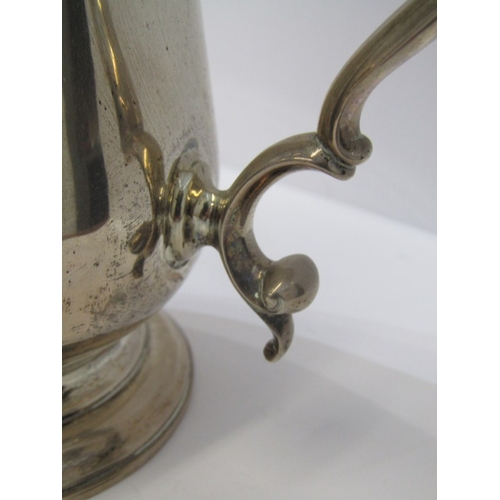 2 - GEORGE III SILVER BALUSTER TANKARD, foliate crested double scroll handle, London 1763, maker's mark ... 