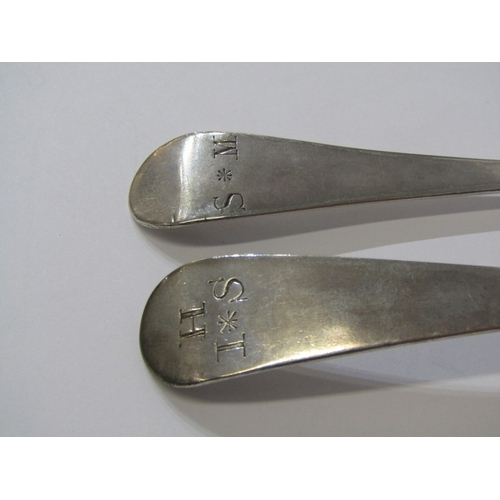 49 - SILVER CUTLERY, collection of 6 Georgian and Victorian Old English pattern table spoons, 442 grams