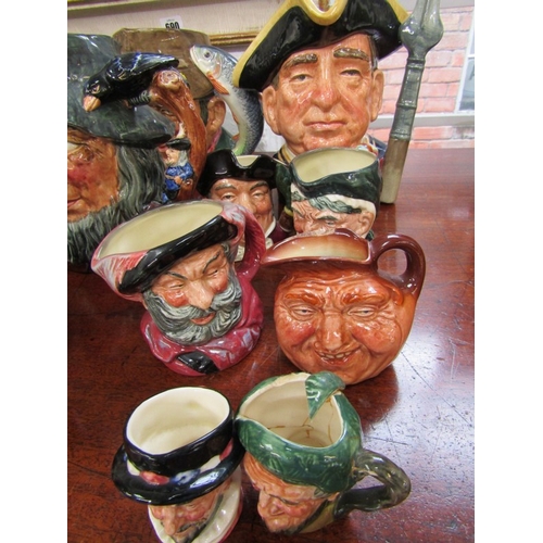 610 - DOULTON CHARACTER JUGS, collection of 7 large Doulton character jugs and 6 smaller jugs, including G... 