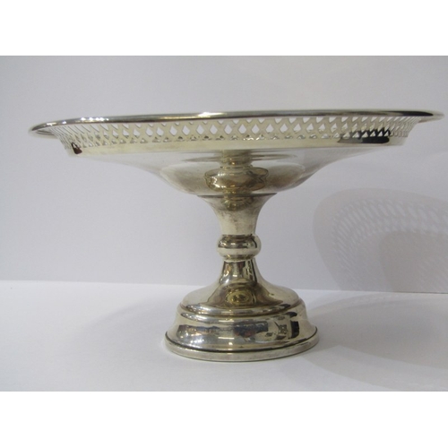 62 - SILVER PEDESTAL COMPORT, pierced border design with loaded base, Birmingham 1912