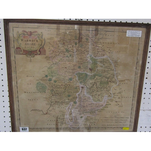 637 - ANTIQUE MAP, Robert Morden hand coloured early engraved map 