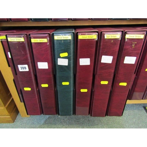 209 - SUBSTANTIAL COLLECTIONS GREAT BRITAIN in 6 albums. Relatively few earlies, mainly used, later mint a... 