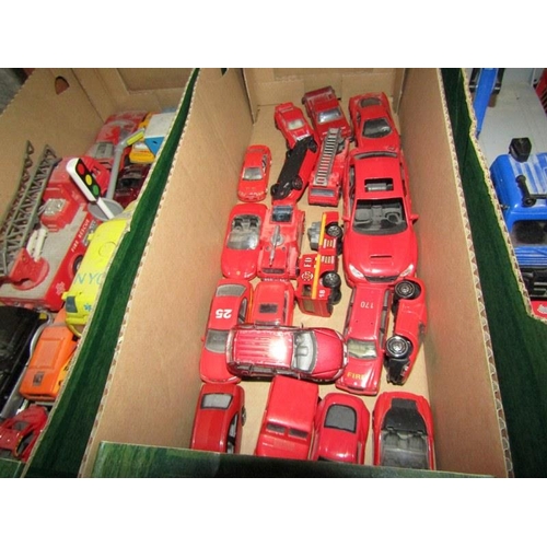 271 - MODEL VEHICLES, 3 boxes of well played with diecast vehicles to include emergency vehicles, cars, lo... 