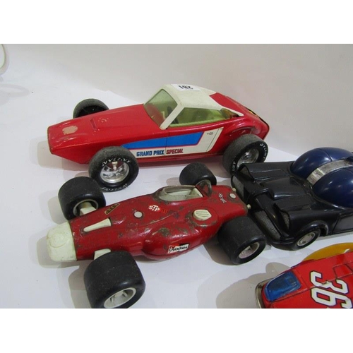 281 - RACING CARS, tin plate racing car, tin plate racing car by Nylint Co operation, also 2 others