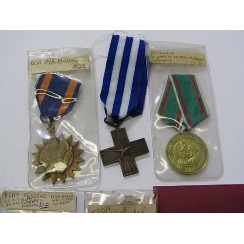 448 - VARIOUS MEDALS, 1914 Iron Cross, USA Air Medal, USA Army Reserve, Bulgaria medals, Greek medals etc.... 