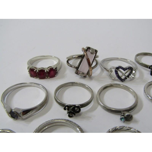 501 - SILVER RINGS, selection of 12 silver rings, mostly stoneset, various sizes