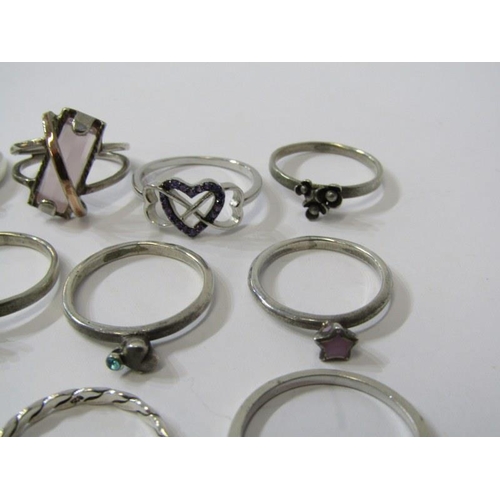 501 - SILVER RINGS, selection of 12 silver rings, mostly stoneset, various sizes