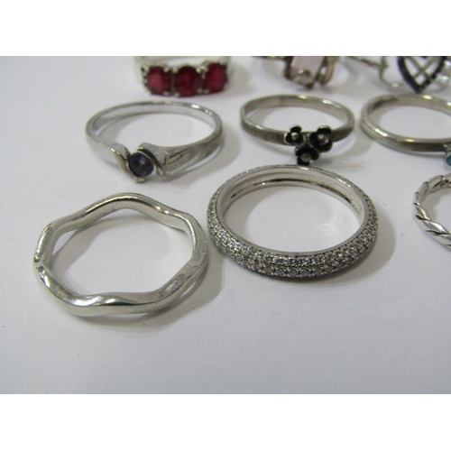 501 - SILVER RINGS, selection of 12 silver rings, mostly stoneset, various sizes