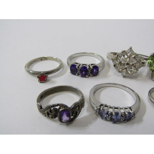 510 - SILVER RINGS, selection of mostly stoneset silver rings, 10 in total