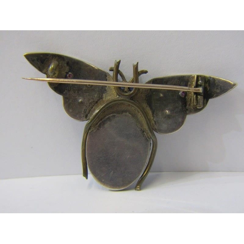 558 - VINTAGE BROOCH IN FORM OF AN INSECT, set with large irridescent stone, possibly moonstone