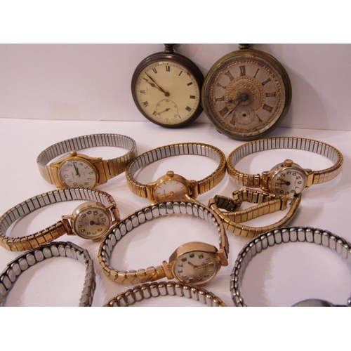 570 - WATCHES, selection of ladies wrist watches and 2 gents pocket watches, all untested