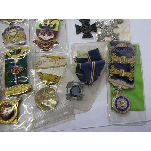 585 - ENAMEL BADGES & MEDALS, various RAOB enamel badges American Defence Service medal & various other En... 