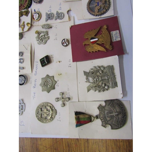 587 - VARIOUS MEDALS, including Police medals & cap badges, Boys Brigade badges, National Service enamel b... 