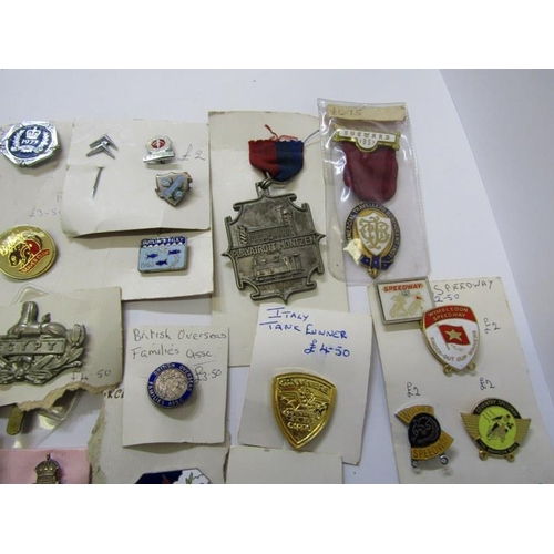 588 - VARIOUS ENAMEL BADGES, including Bowling badges, National Service badges, Advertising badges etc.