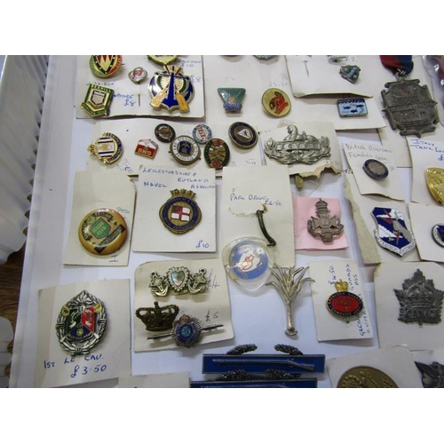 588 - VARIOUS ENAMEL BADGES, including Bowling badges, National Service badges, Advertising badges etc.