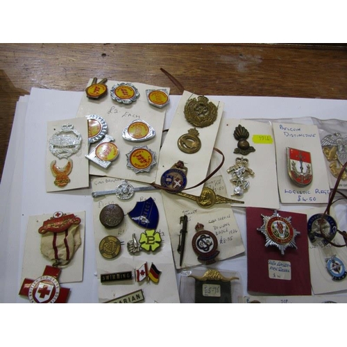 589 - CAP BADGES ETC. 2 boxes including cap badges, enamel badges etc. including Conduct of Triumph badges... 