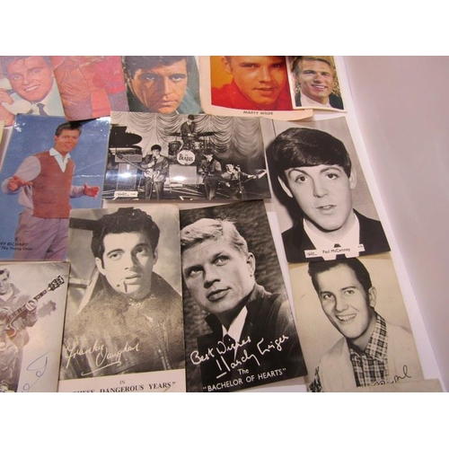 595 - POP & FILM STAR EPHEMERA, small collection of trade cards, postcards & related items, some signed