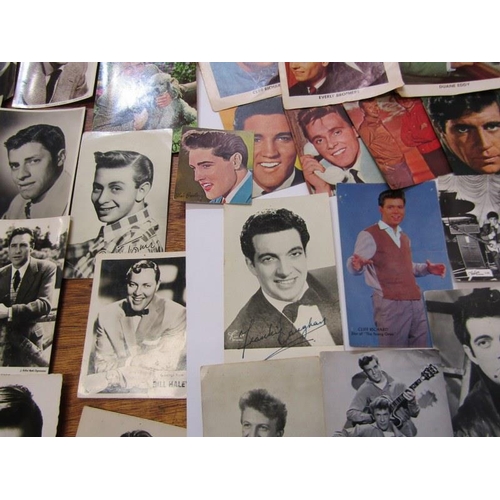 595 - POP & FILM STAR EPHEMERA, small collection of trade cards, postcards & related items, some signed