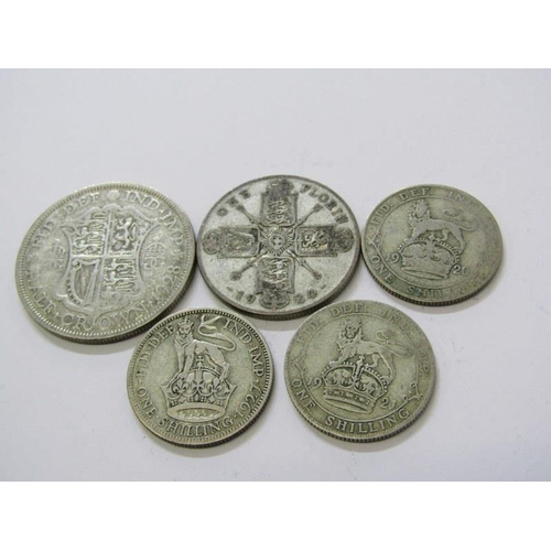 65 - PRE-1947 SILVER HALF CROWN, florin & shilling x 3, 41 grams;  together with a collection of GB crown... 