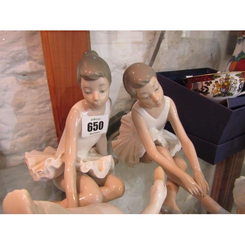 650 - NAO, 2 Seated Ballerina Girls and family of 4 Ducks