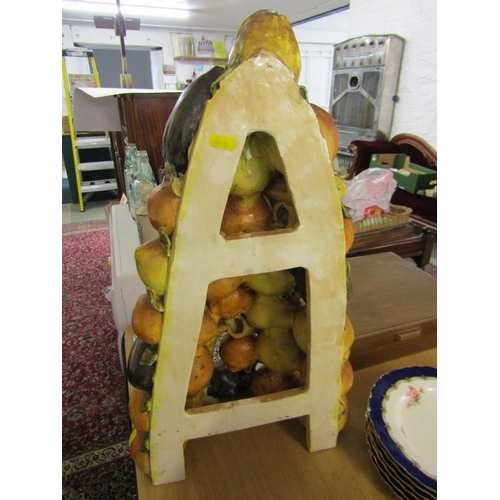 757 - TABLE DISPLAY, a decorative ceramic fruit tower