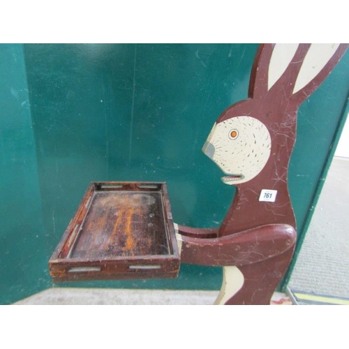 761 - NOVELTY DUMB WAITER, painted rabbit design dumb waiter