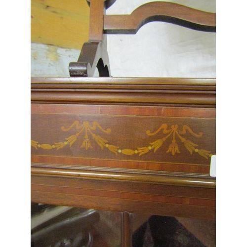 844 - INLAID CORNER CABINET, mahogany glazed door corner cabinet with swag design decoration