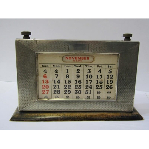 1 - SILVER PERPETUAL CALENDAR, table top calendar with engine turned decoration, 13cm height, Birmingham... 