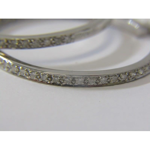 117 - PAIR OF 18ct WHITE GOLD DIAMOND SET HOOP EARRINGS, approx. 7.4 grams