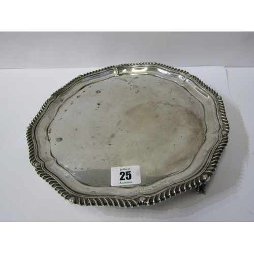 25 - GEORGIAN DESIGN SILVER PLATE TRAY, 26cm diameter tray by Maple