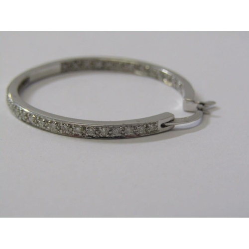 117 - PAIR OF 18ct WHITE GOLD DIAMOND SET HOOP EARRINGS, approx. 7.4 grams