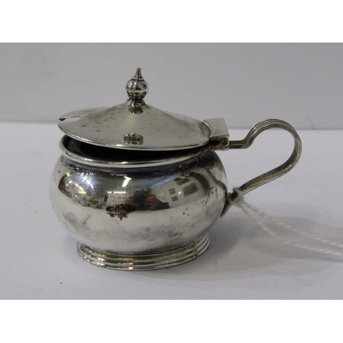 27 - SILVER CONDIMENTS, 3 silver lobed edge salts on hoof feet, Birmingham 1905/07 together with 2 other ... 